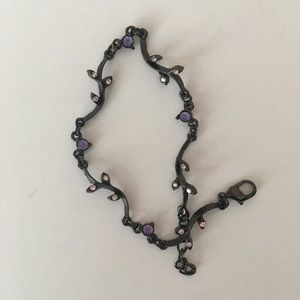 Purple and pink gem stone leaf bracelet